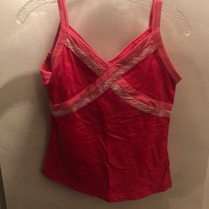 Lily lemon Lined Pink v Neck Workout Tank